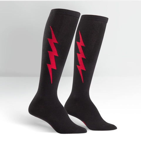 Knee High Workout Socks - Black/Red Bolt