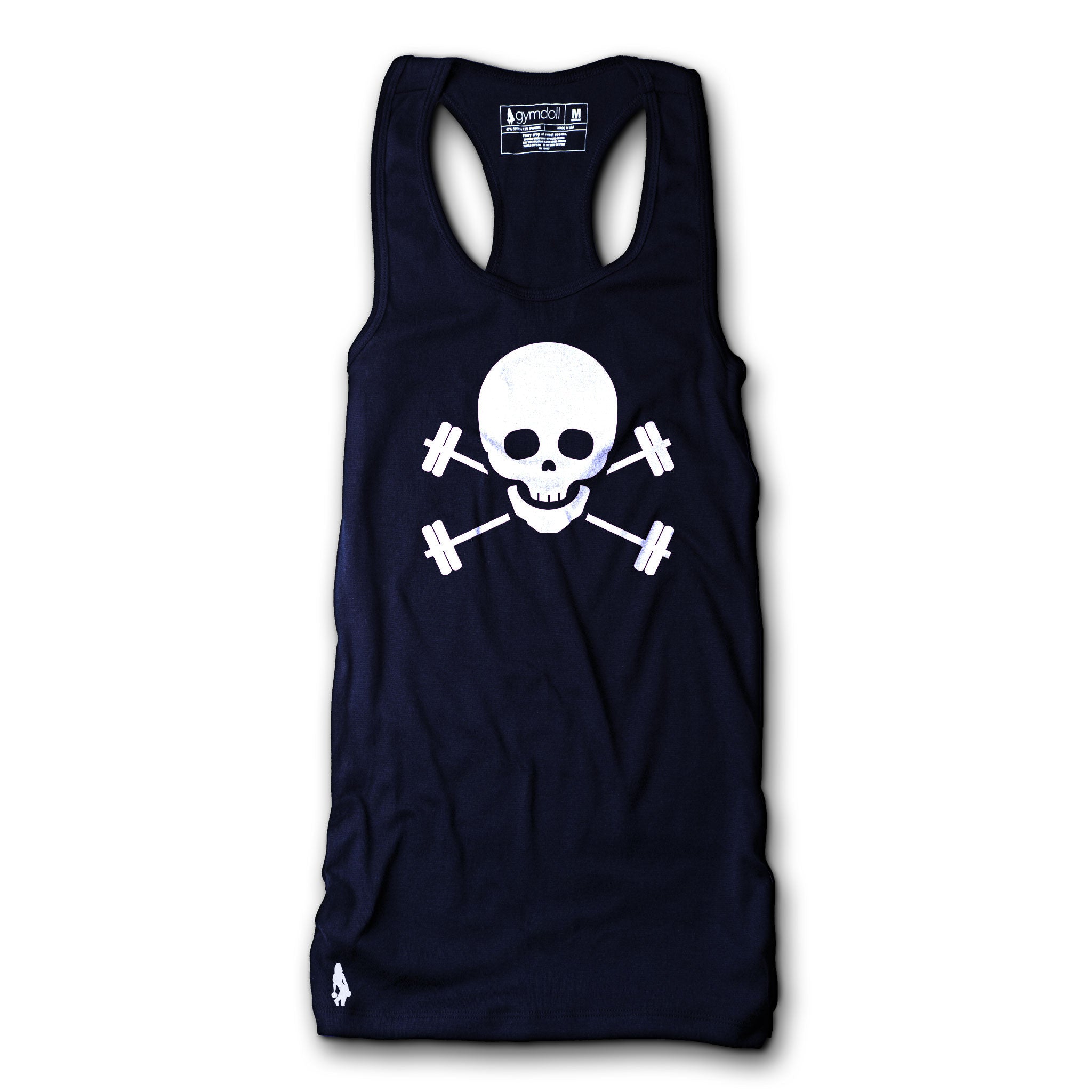 Skull & Barbells Active Tank - Navy/White
