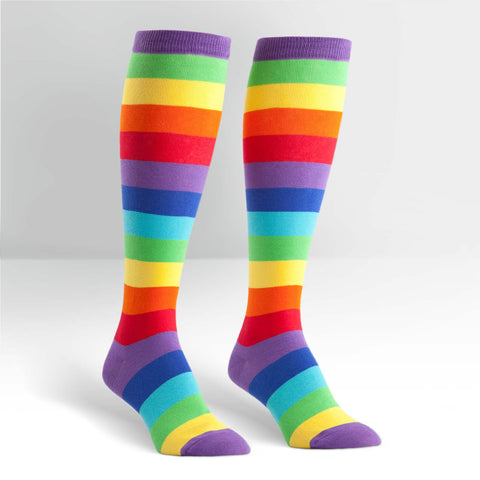 Knee High Workout Socks - Rainbow Striped