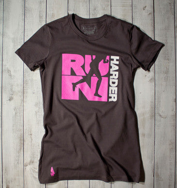 Run Harder Active Tee - Charcoal/Pink