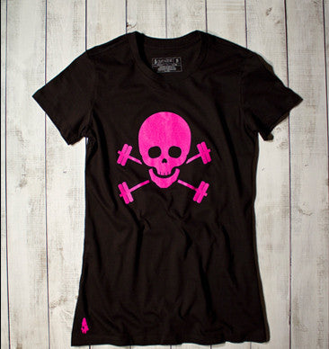 Skull & Barbells Active Tee - Black/Pink