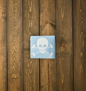 Skull & Barbells Decal - White