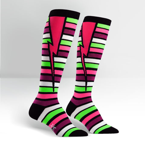 Knee High Workout Socks - Black/White Striped
