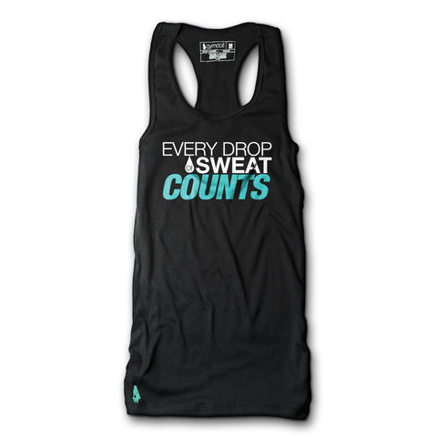 Every Drop of Sweat Counts Active Tank - White/Teal