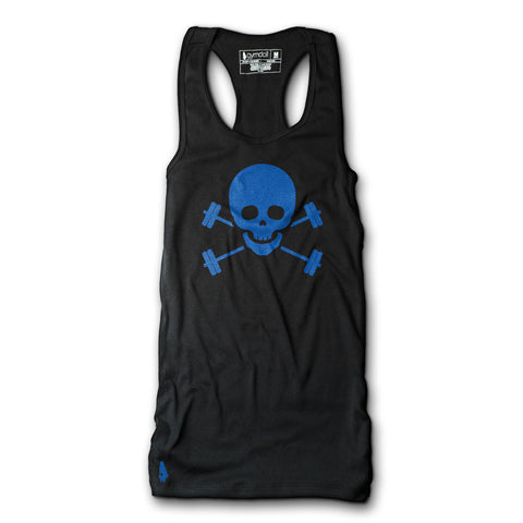 Skull & Barbells Active Tank - Black/Blue