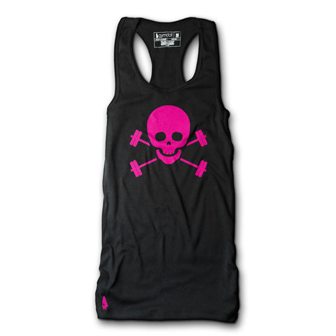 Skull & Barbells Active Tank - Black/Pink