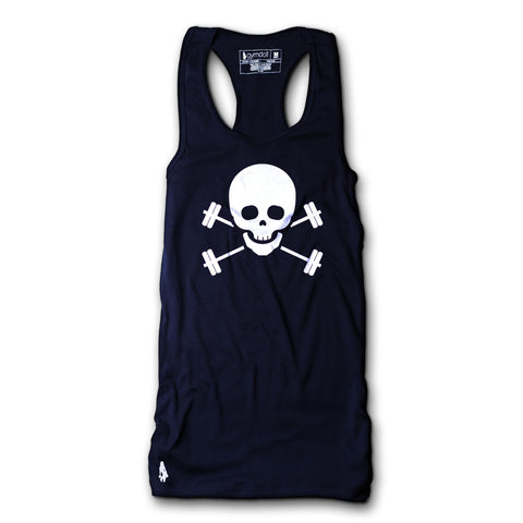 Skull & Barbells Active Tank - Navy/White
