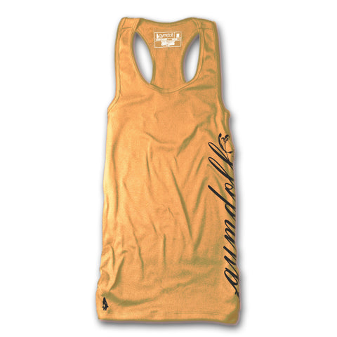 Gymdoll Racerback Active Tank - Cursive - Orange/Charcoal