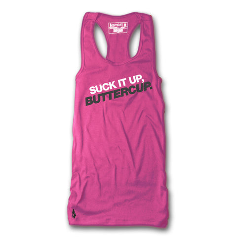 Suck It Up, Buttercup Burnout Tank - Black/Pink