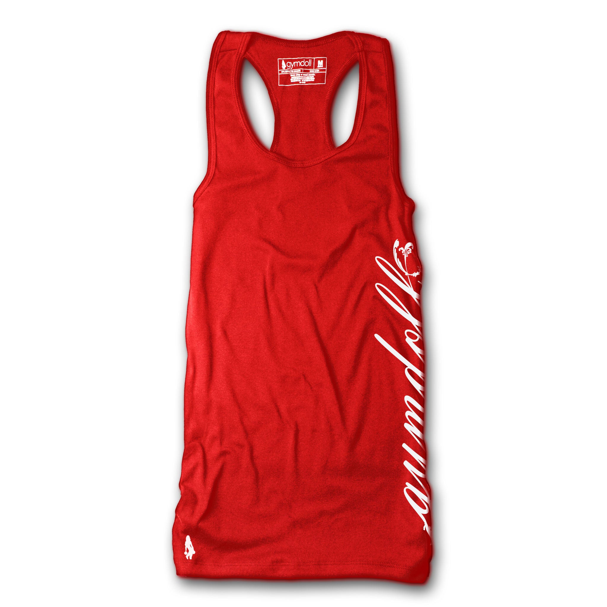 Gymdoll Racerback Active Tank - Cursive - Red/White