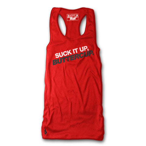 Suck It Up, Buttercup Tank - Red/Charcoal