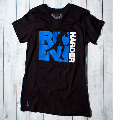 Run Harder Active Tee - Black/Blue